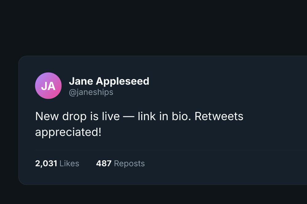 Violet Pop tweet to image example
